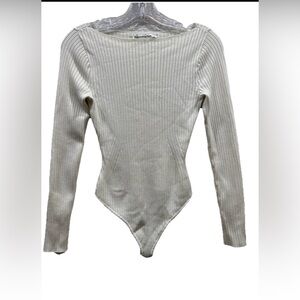 Abercrombie & Fitch Cream Ribbed Bodysuit